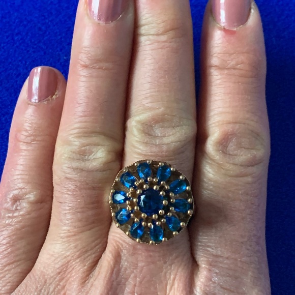 Antique Style Midnight Blue Spinel Topaz Ring 10.5 - Picture 6 of 8